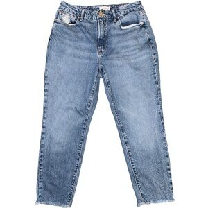 Good American Raw Hem Jeans Cropped Medium Wash Blue Denim  Size 6
